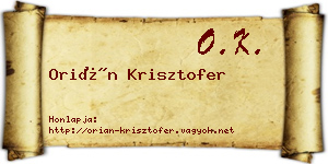 Orián Krisztofer névjegykártya